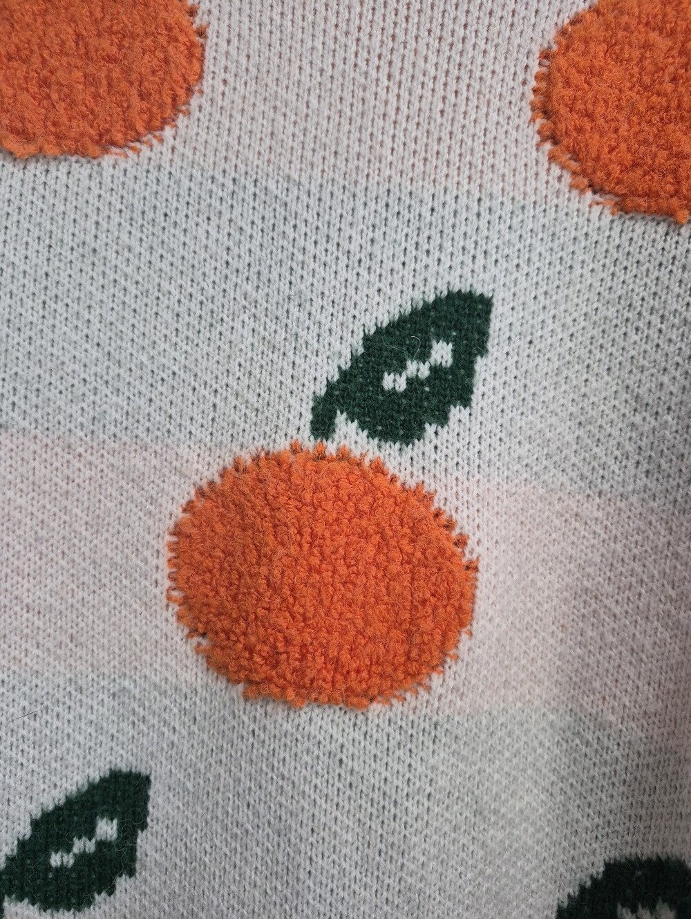 Cider Orange Fruit Fuzzy Crewneck Sweater Size Large - Picture 3 of 6